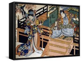 Shiki No Nagame Maru-Ni-I No Toshi, Toshi Actor, Scene from the Four Seasons, 1839-Utagawa Kunisada-Framed Stretched Canvas