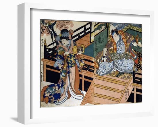 Shiki No Nagame Maru-Ni-I No Toshi, Toshi Actor, Scene from the Four Seasons, 1839-Utagawa Kunisada-Framed Giclee Print