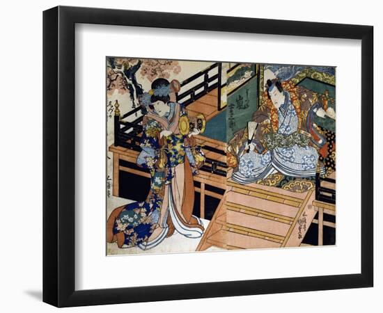 Shiki No Nagame Maru-Ni-I No Toshi, Toshi Actor, Scene from the Four Seasons, 1839-Utagawa Kunisada-Framed Giclee Print