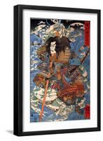 Shimamura Danjo Takanori Riding the Waves on the Backs of Large Crabs-Kuniyoshi Utagawa-Framed Giclee Print