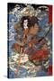 Shimamura Danjo Takanori Riding the Waves on the Backs of Large Crabs-Kuniyoshi Utagawa-Stretched Canvas