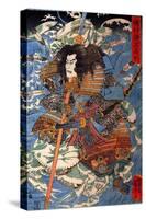 Shimamura Danjo Takanori Riding the Waves on the Backs of Large Crabs-Kuniyoshi Utagawa-Stretched Canvas