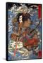 Shimamura Danjo Takanori Riding the Waves on the Backs of Large Crabs-Kuniyoshi Utagawa-Framed Stretched Canvas