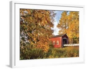 Shimanek Covered Bridge in Morning Light in Lane County, Oregon, USA-Jaynes Gallery-Framed Photographic Print