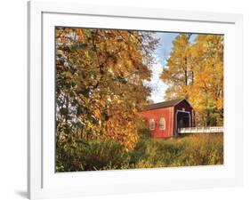 Shimanek Covered Bridge in Morning Light in Lane County, Oregon, USA-Jaynes Gallery-Framed Photographic Print