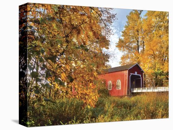 Shimanek Covered Bridge in Morning Light in Lane County, Oregon, USA-Jaynes Gallery-Stretched Canvas