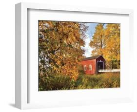 Shimanek Covered Bridge in Morning Light in Lane County, Oregon, USA-Jaynes Gallery-Framed Photographic Print