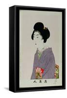 Shin Bijin (True Beauties) Depicting a Seated Woman, from a Series of 36, Modelled on an Earlier…-Toyohara Chikanobu-Framed Stretched Canvas