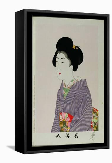 Shin Bijin (True Beauties) Depicting a Seated Woman, from a Series of 36, Modelled on an Earlier…-Toyohara Chikanobu-Framed Stretched Canvas