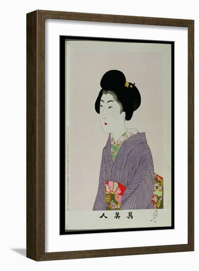 Shin Bijin (True Beauties) Depicting a Seated Woman, from a Series of 36, Modelled on an Earlier…-Toyohara Chikanobu-Framed Giclee Print