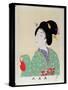 Shin Bijin (True Beauties) Depicting a Woman in a Green Floral Kimono, from a Series of 36,…-Toyohara Chikanobu-Stretched Canvas