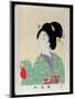 Shin Bijin (True Beauties) Depicting a Woman in a Green Floral Kimono, from a Series of 36,…-Toyohara Chikanobu-Mounted Giclee Print