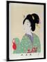 Shin Bijin (True Beauties) Depicting a Woman in a Green Floral Kimono, from a Series of 36,…-Toyohara Chikanobu-Mounted Giclee Print