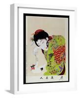 Shin Bijin (True Beauties) Depicting a Woman Playing with a Kitten, from a Series of 36, Modelled…-Toyohara Chikanobu-Framed Giclee Print