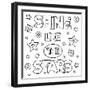 Shine like the Stars. Coloring Page. Vector Illustration.-null-Framed Art Print