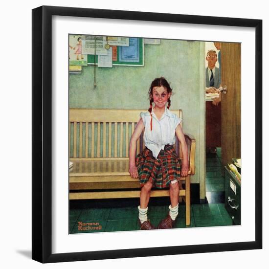 "Shiner" or "Outside the Principal's Office" Saturday Evening Post Cover, May 23,1953-Norman Rockwell-Framed Giclee Print