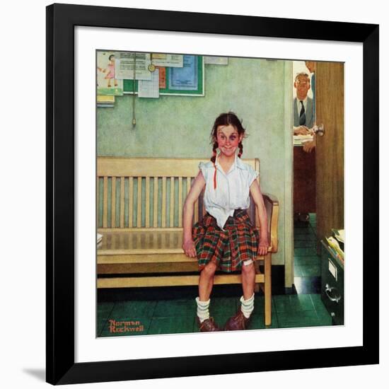 "Shiner" or "Outside the Principal's Office" Saturday Evening Post Cover, May 23,1953-Norman Rockwell-Framed Giclee Print