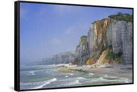 Shingle beach and chalk cliffs, Normandy, France-Philippe Clement-Framed Stretched Canvas