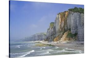Shingle beach and chalk cliffs, Normandy, France-Philippe Clement-Stretched Canvas