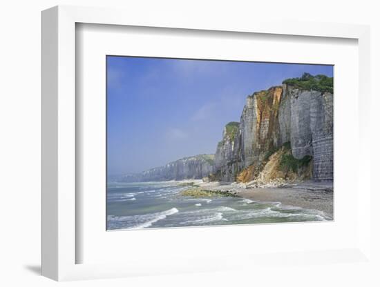 Shingle beach and chalk cliffs, Normandy, France-Philippe Clement-Framed Photographic Print