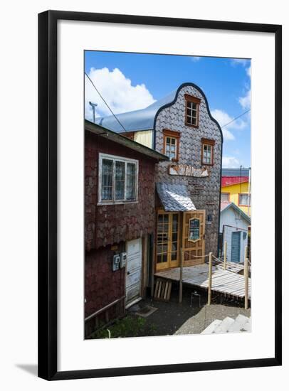 Shingle House in Castro, Chiloe, Chile, South America-Michael Runkel-Framed Photographic Print