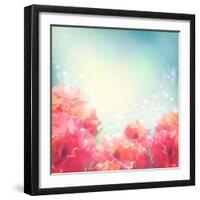 Shining Flowers Roses (Peonies) Background-kostins-Framed Art Print