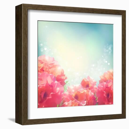 Shining Flowers Roses (Peonies) Background-kostins-Framed Art Print