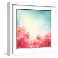 Shining Flowers Roses (Peonies) Background-kostins-Framed Art Print