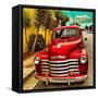 Shining Red Paintwork on Edited Scene of Classic Car in America-Salvatore Elia-Framed Stretched Canvas