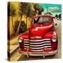 Shining Red Paintwork on Edited Scene of Classic Car in America-Salvatore Elia-Stretched Canvas