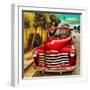 Shining Red Paintwork on Edited Scene of Classic Car in America-Salvatore Elia-Framed Photographic Print