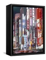 Shinjuku, Shinjuku-dori, Nightlights, Tokyo, Honshu, Japan-Steve Vidler-Framed Stretched Canvas