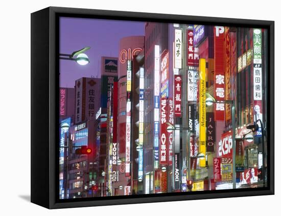 Shinjuku, Shinjuku-dori, Nightlights, Tokyo, Honshu, Japan-Steve Vidler-Framed Stretched Canvas