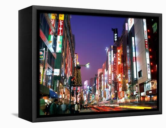 Shinjuku, Shinjuku-dori, Nightlights, Tokyo, Honshu, Japan-Steve Vidler-Framed Stretched Canvas