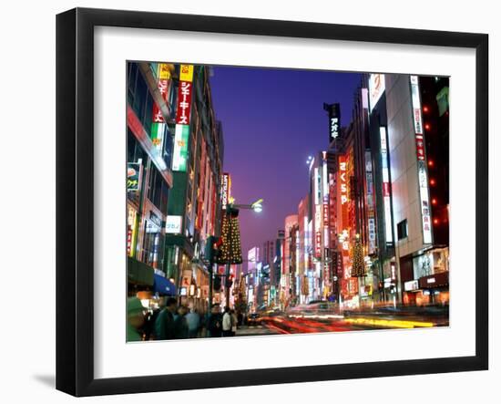 Shinjuku, Shinjuku-dori, Nightlights, Tokyo, Honshu, Japan-Steve Vidler-Framed Photographic Print