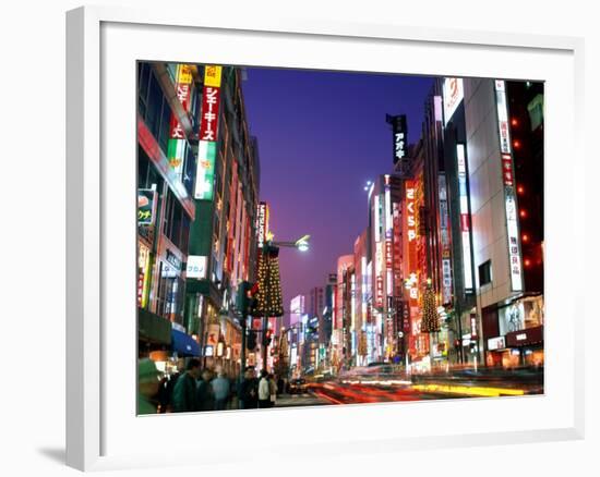 Shinjuku, Shinjuku-dori, Nightlights, Tokyo, Honshu, Japan-Steve Vidler-Framed Photographic Print