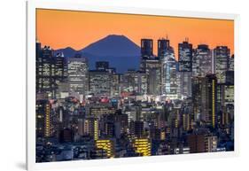 Shinjuku skyline with Mt. Fuji in the background, Tokyo, Japan-Jan Christopher Becke-Framed Premium Photographic Print