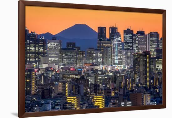 Shinjuku skyline with Mt. Fuji in the background, Tokyo, Japan-Jan Christopher Becke-Framed Premium Photographic Print