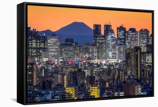 Shinjuku skyline with Mt. Fuji in the background, Tokyo, Japan-Jan Christopher Becke-Framed Stretched Canvas