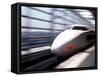 Shinkansen or Bullet Train, Osaka, Japan-Nancy & Steve Ross-Framed Stretched Canvas