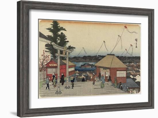 Shinobazu Pond Seen from Yushima Shrine-Utagawa Hiroshige-Framed Giclee Print