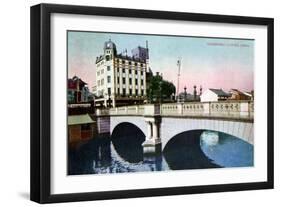 Shinsaibashi Bridge, Osaka, Japan, 20th Century-null-Framed Giclee Print