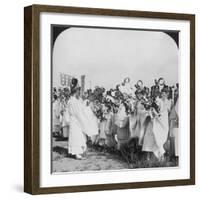 Shinto Priests in a Funeral Procession for 'Hitachi Maru' Victims, Tokyo, Japan, 1905-HC White-Framed Photographic Print