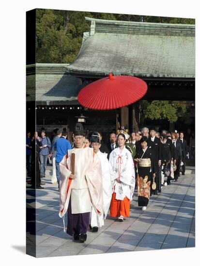 Shinto Wedding Procession at the Meiji Jingu Shrine, Tokyo, Japan, Asia-Walter Rawlings-Stretched Canvas