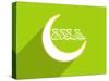 Shiny Crescent Moon with Arabic Islamic Calligraphy of Text Eid Mubarak on Green Background. Poster-aispl-Stretched Canvas