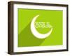 Shiny Crescent Moon with Arabic Islamic Calligraphy of Text Eid Mubarak on Green Background. Poster-aispl-Framed Photographic Print