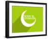 Shiny Crescent Moon with Arabic Islamic Calligraphy of Text Eid Mubarak on Green Background. Poster-aispl-Framed Photographic Print