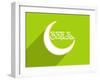 Shiny Crescent Moon with Arabic Islamic Calligraphy of Text Eid Mubarak on Green Background. Poster-aispl-Framed Photographic Print