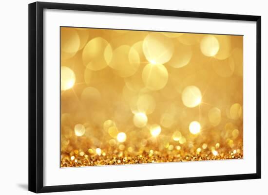 Shiny Golden Lights-SSilver-Framed Art Print