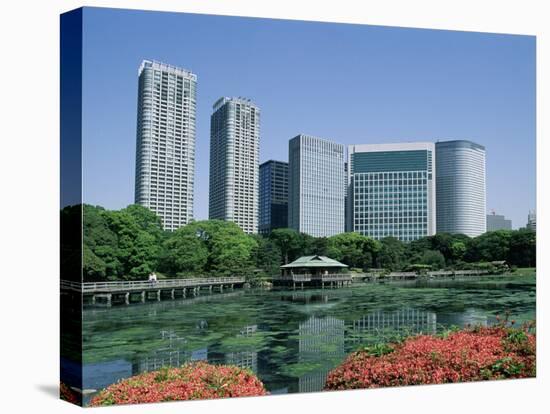 Shiodome Shiosite Hama Rikyu Japanese Garden Tokyo, Japan-null-Stretched Canvas